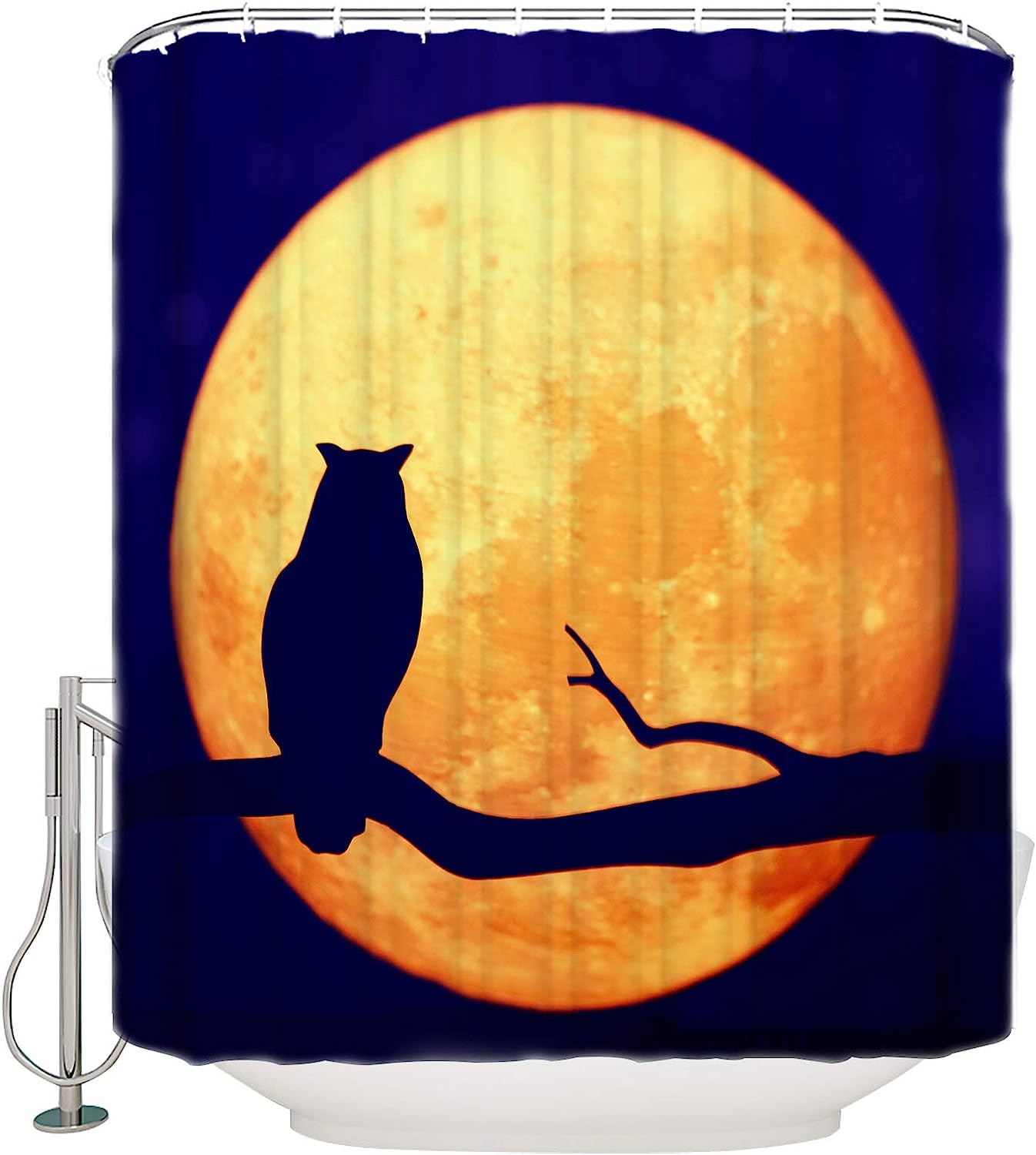 Owl Silhouette Full Moon Shower Curtain For An Enchanting Bathroom