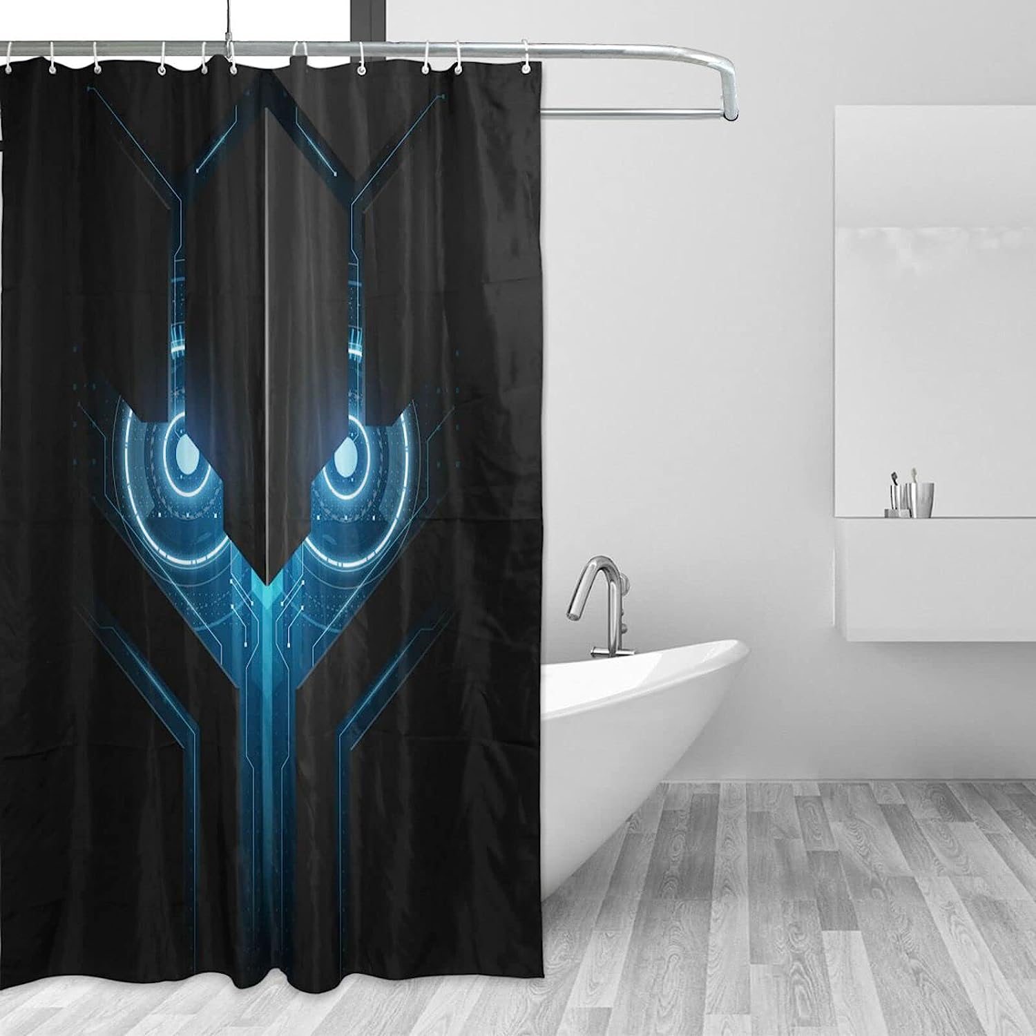 Owl Technology Face Shower Curtain Modern Home Bathroom Hotel Spa Decorations Waterproof Fabric