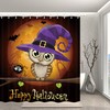 Owl and Witch Hat Bathroom Shower Curtain Fabric Decor 