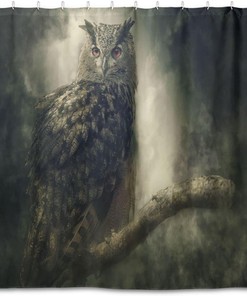 Owl in The Fog Shower Curtain Modern Home Bathroom Hotel Spa Decorations Waterproof Fabric