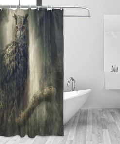 Owl in The Fog Shower Curtain Modern Home Bathroom Hotel Spa Decorations Waterproof Fabric