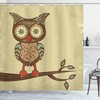 Owl on Branch Animal Humor Pastel Grunge Vintage Bathroom Shower Curtains