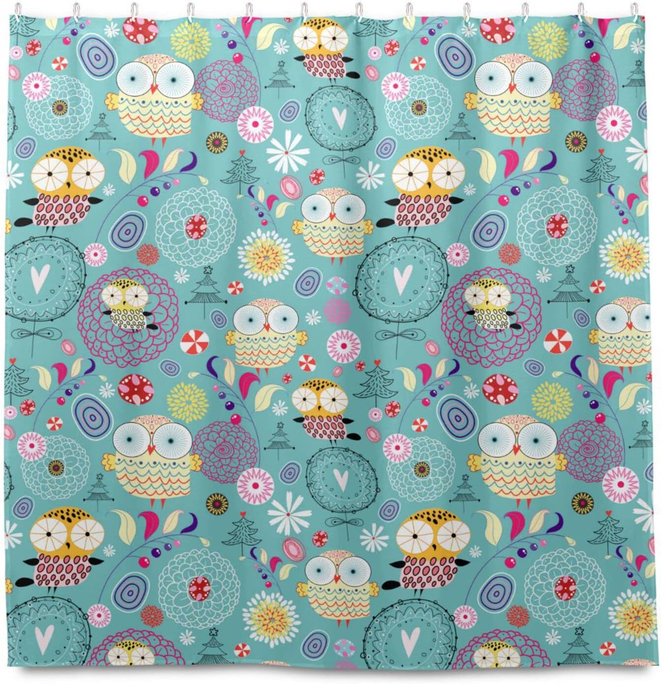 Owls Flower Texture Shower Curtain Modern Home Bathroom Hotel Spa Decorations Waterproof Fabric