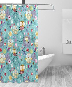 Owls Flower Texture Shower Curtain Modern Home Bathroom Hotel Spa Decorations Waterproof Fabric