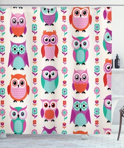 Owls Flowers Vibrant Colors Of Spring Shower Curtain For A Nature-Loving Bathroom