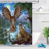 Owls Shower Curtain Owl Family On Tree Branches Night Time Jungle Wildlife Nature Mountain Durable Fabric Bath Curtain
