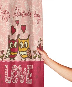 Owls in Love Print Valentine's Day Shower Curtain for Bathroom Decor