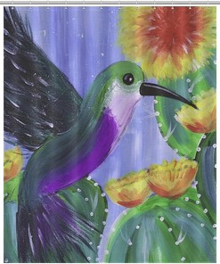Paint Hummingbird Bathroom Shower Curtain Set - Watercolor-Inspired Bathroom Decor
