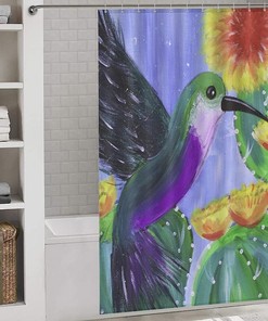 Paint Hummingbird Bathroom Shower Curtain Set - Watercolor-Inspired Bathroom Decor