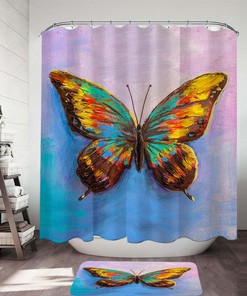 Painted Butterfly Shower Curtain, Nature-Inspired Bathroom Decor With Artistic Touch