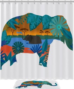 Painted Elephant Festival Waterproof Shower Curtain - Cultural Bathroom Decor
