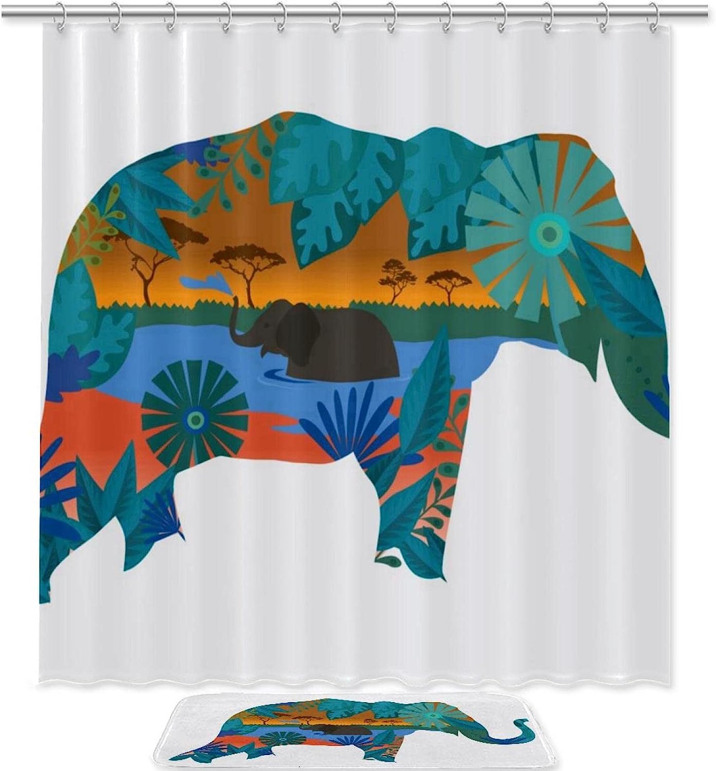Painted Elephant Festival Waterproof Shower Curtain - Cultural Bathroom Decor