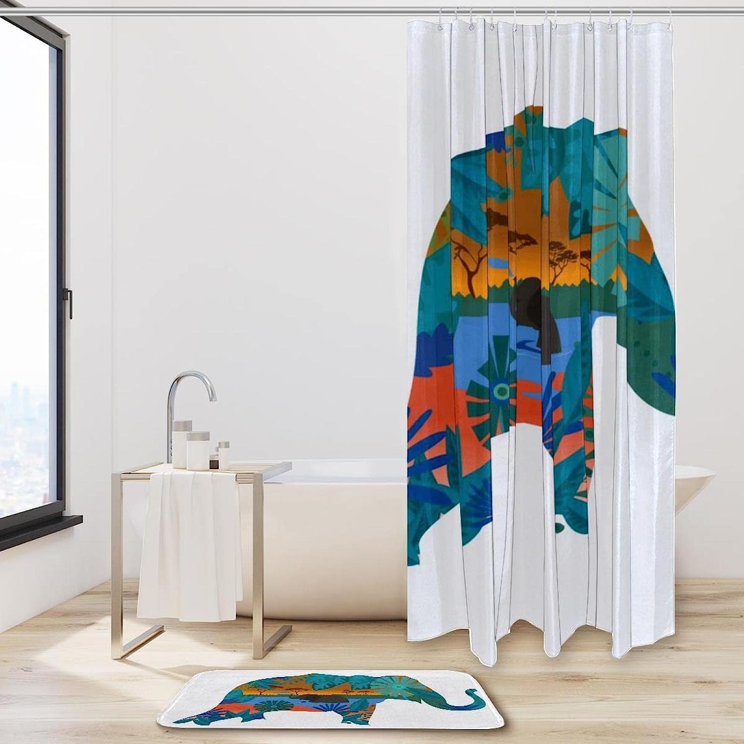 Painted Elephant Festival Waterproof Shower Curtain - Cultural Bathroom Decor