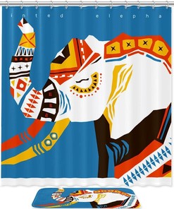 Painted Elephant Shower Curtain For Boho Bathroom Decor