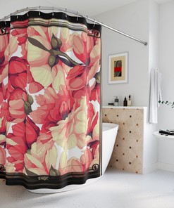 Painted Floral Shower Curtain with Elegant Design - Chic Bathroom Decor
