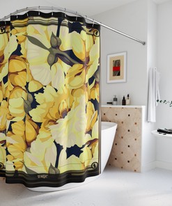 Painted Floral Shower Curtain with Elegant Design - Chic Bathroom Decor