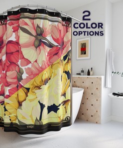 Painted Floral Shower Curtain with Elegant Design - Chic Bathroom Decor