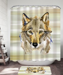 Painted Wolf Shower Curtain For Bathroom With Attractive Design,