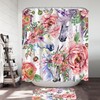 Painting Of Flowers And Horses Shower Curtain For Beautiful Bathroom Decor
