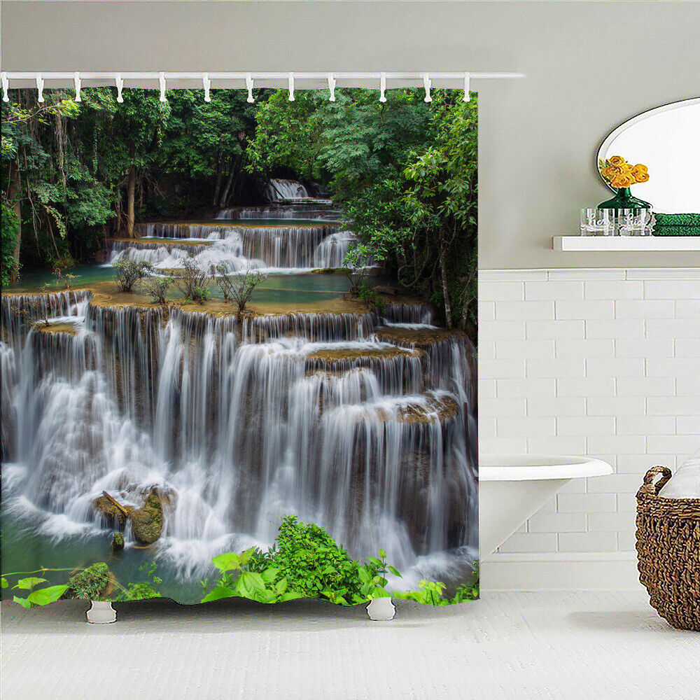 Paisaje Cascada Shower Curtain In Multiple Sizes Perfect For Bathroom Showers And Bathtubs