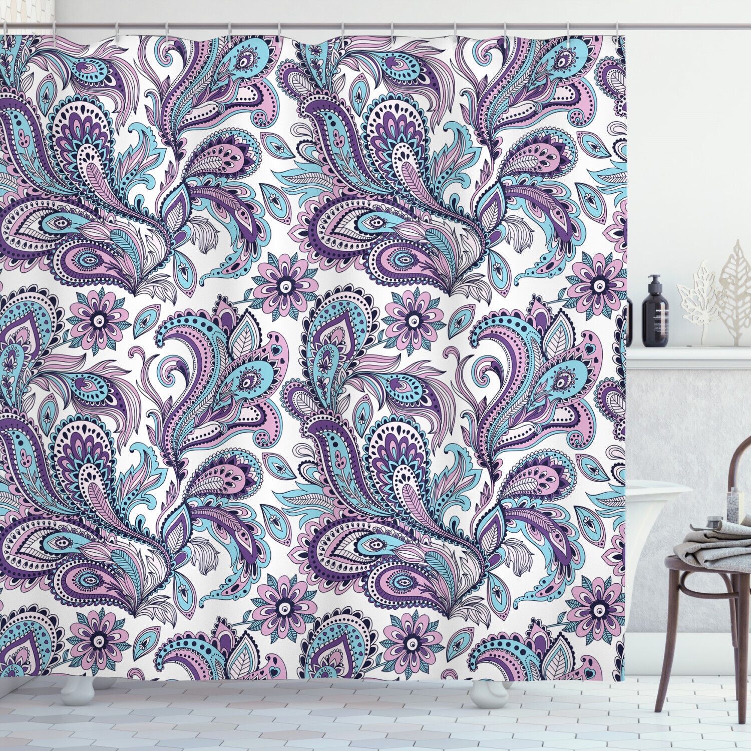 Paisley Country Floral Shower Curtain Print - Romantic Bathroom Decor