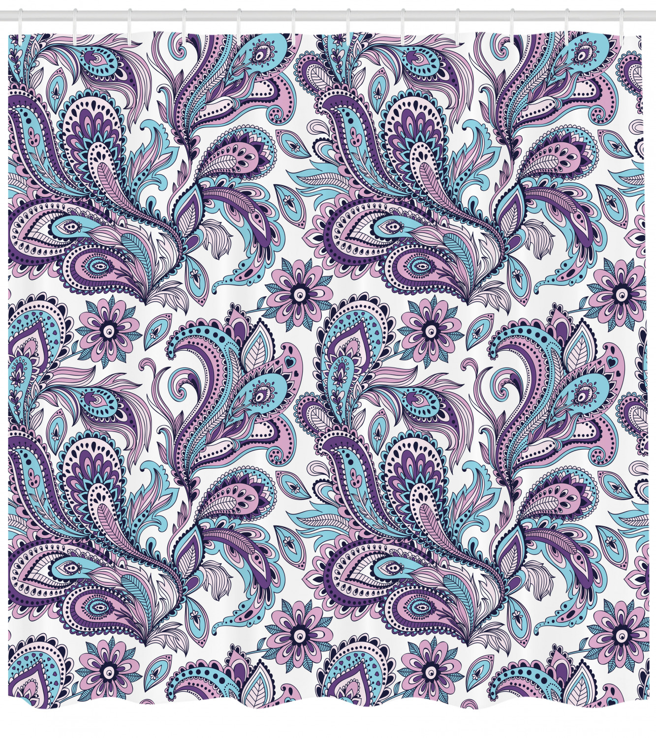 Paisley Country Floral Shower Curtain Print - Romantic Bathroom Decor