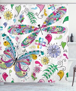 Paisley Dragonfly Butterfly Print Shower Curtain - Chic And Quirky Bathroom Decor Idea