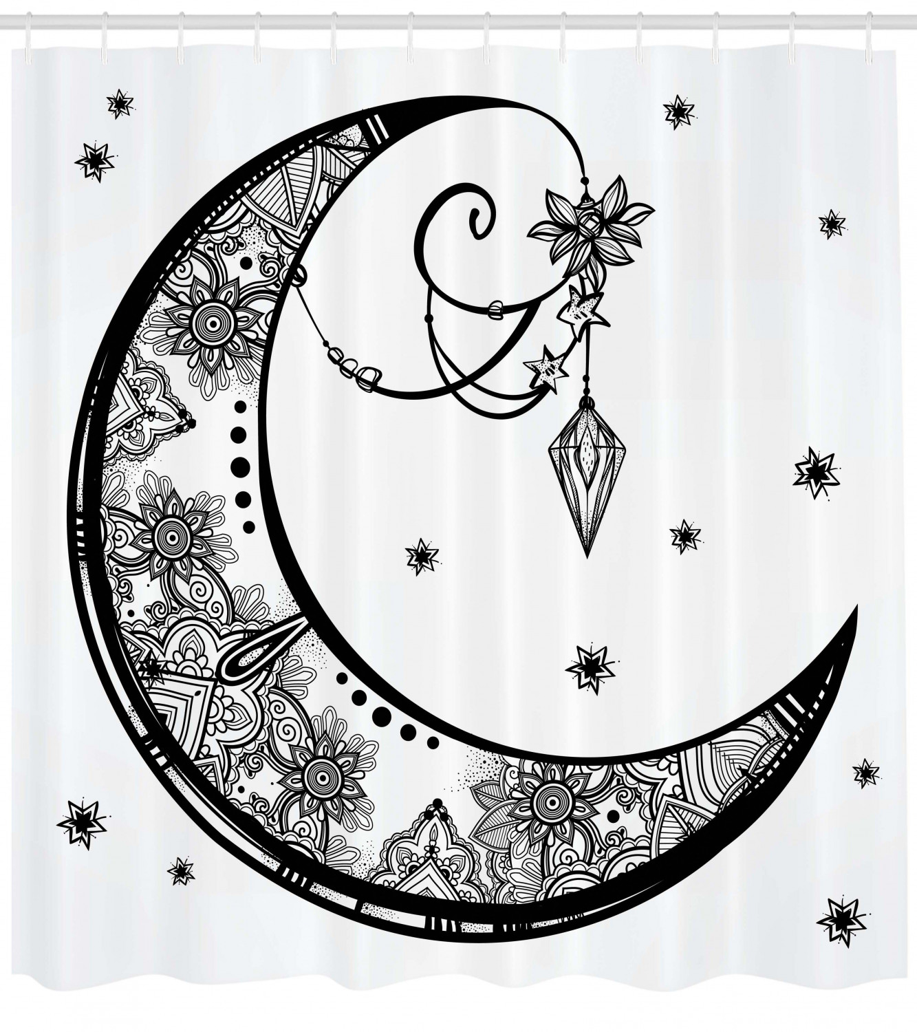 Paisley Moon Floral Shower Curtain Print - Elegant Bathroom Decor