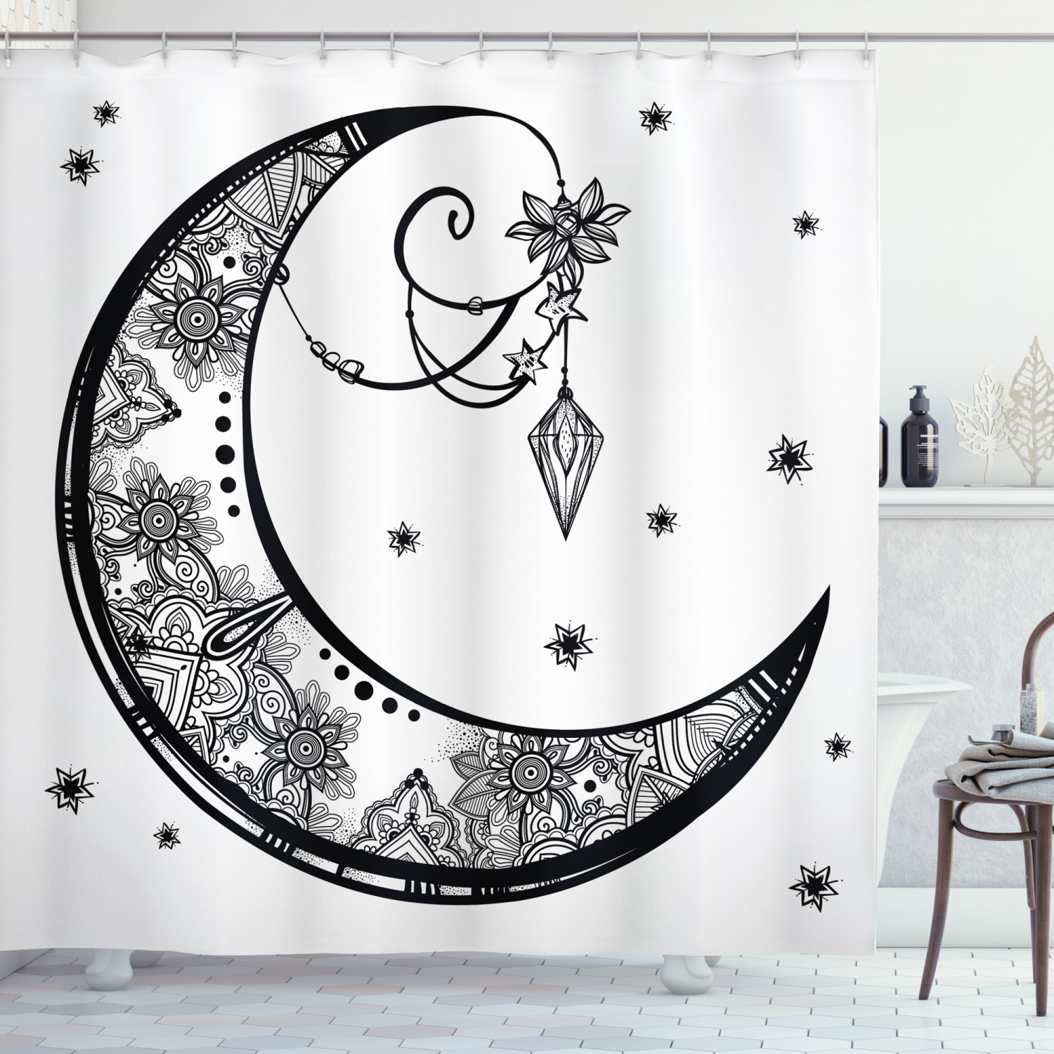 Paisley Moon Floral Shower Curtain Print - Elegant Bathroom Decor
