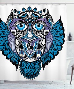 Paisley Owl Animal Tattoo Print Shower Curtain - Retro Bathroom Decor