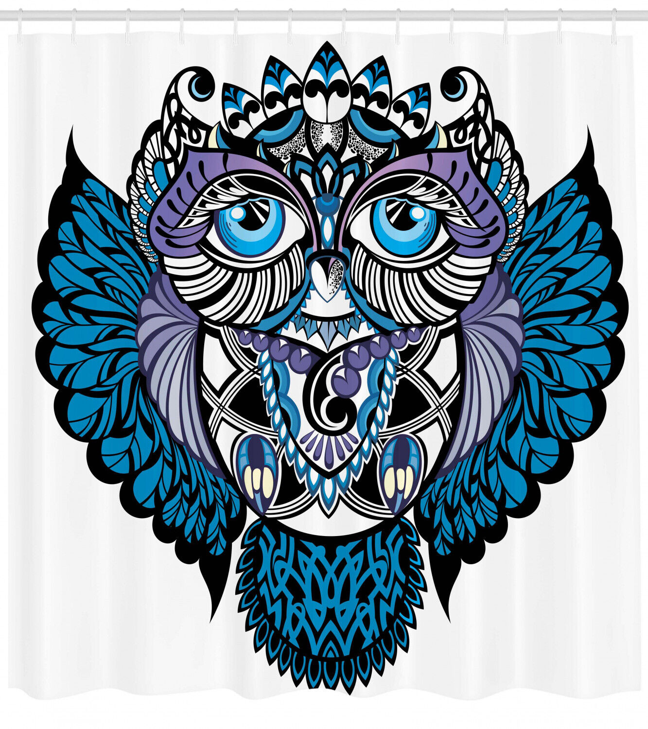 Paisley Owl Animal Tattoo Print Shower Curtain - Retro Bathroom Decor