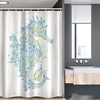 Pale Blue Green Creative Seahorse Stall Shower Curtain For Bathroom
