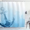 Pale Blue Monochrome Anchor Illustration Shower Curtain With Deep Down In The Sea Bottom Be Strong And Stable