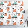 Pale Blue Orange Black Sloths Hand Drawn Branches Laziness Mood Words Fun Shower Curtain