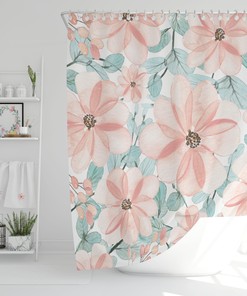 Pale Peach Flower Watercolor Design Shower Curtain