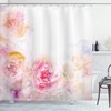 Pale Pink Hot Pink Romantic Victorian Flowers Roses Leaves Image Shower Curtain