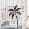 Palm Coconut Tree And Sea Waves Beach Shower Curtain For A Tranquil Home Spa