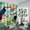 Palm Leaf And Toucan Flower Shower Curtain, Exotic Art For Tropical Bathroom Decor