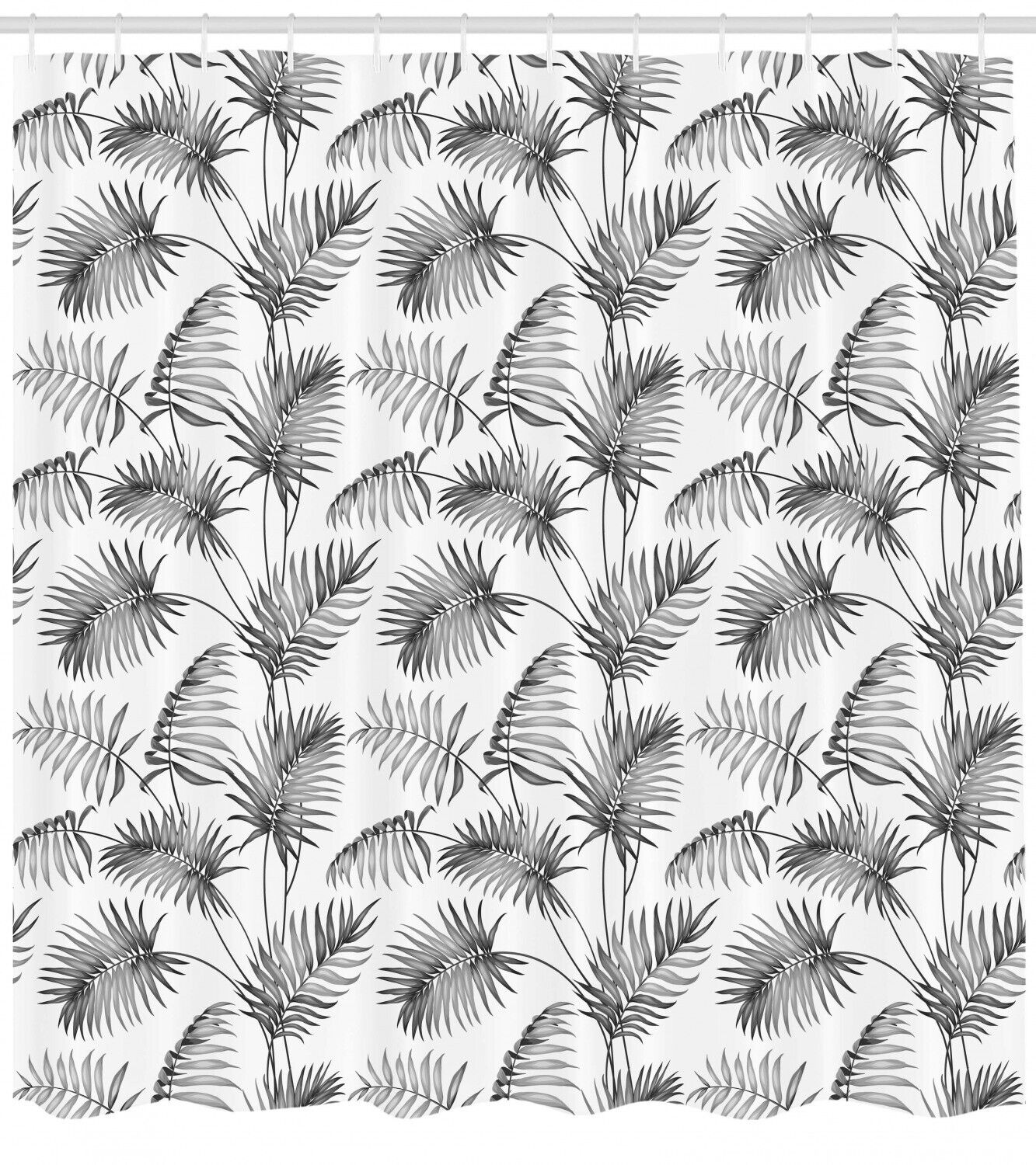 Palm Leaf Botanic Island Print Shower Curtain for a Beachy and Tropical Bathroom Decor