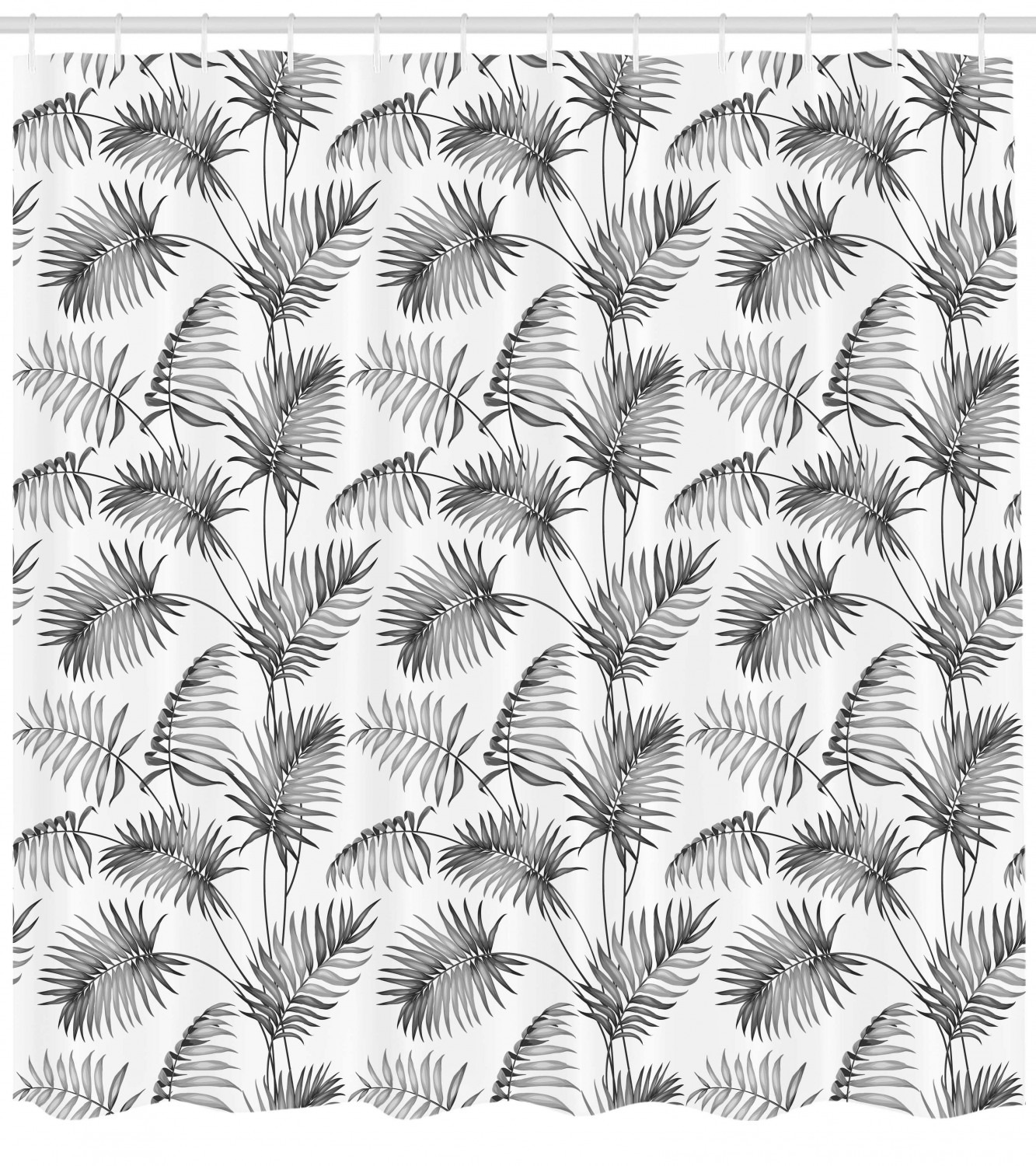 Palm Leaf Botanic Island Print Shower Curtain for a Beachy and Tropical Bathroom Decor