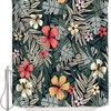 Palm Leaf Illustrations Waterproof Fabric Shower Curtain For Bathroom