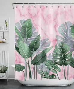Palm Leaf Marble Texture Shower Curtain: A Luxurious Touch To Your Bathroom