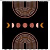 Palm Leaf Mid Century Boho Shower Curtain with Abstract Geometric Art Bathroom Accessories Design