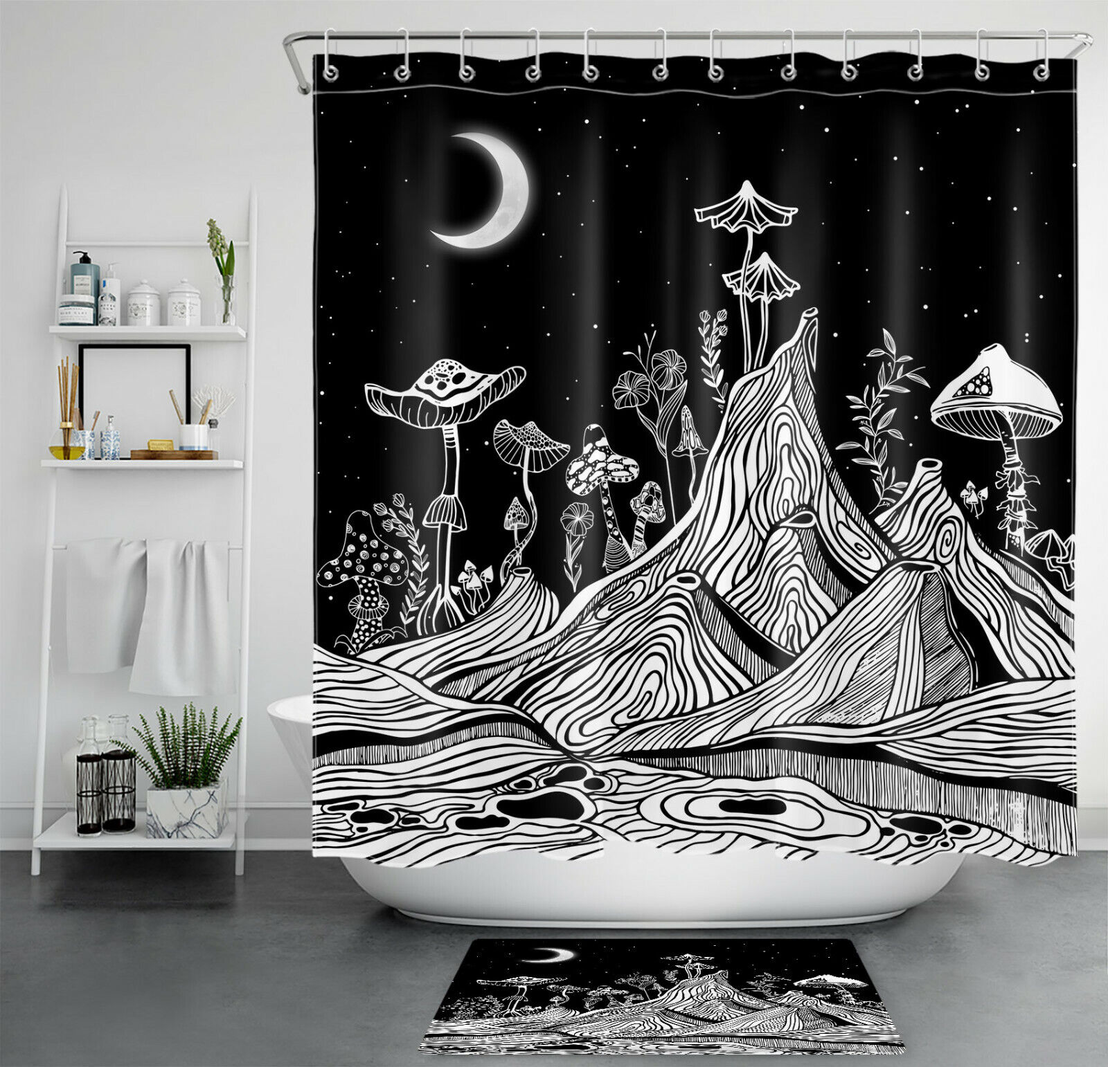 Palm Leaf Minimalist Shower Curtain For Bathroom