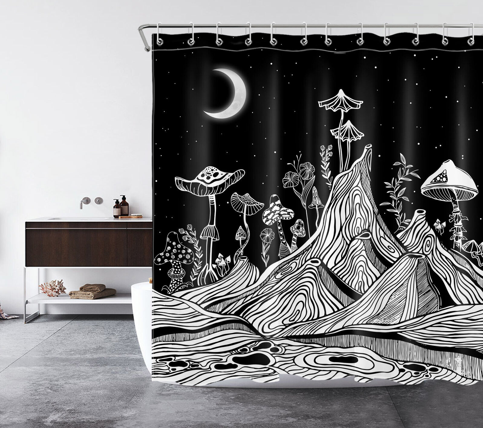 Palm Leaf Minimalist Shower Curtain For Bathroom - Image 2