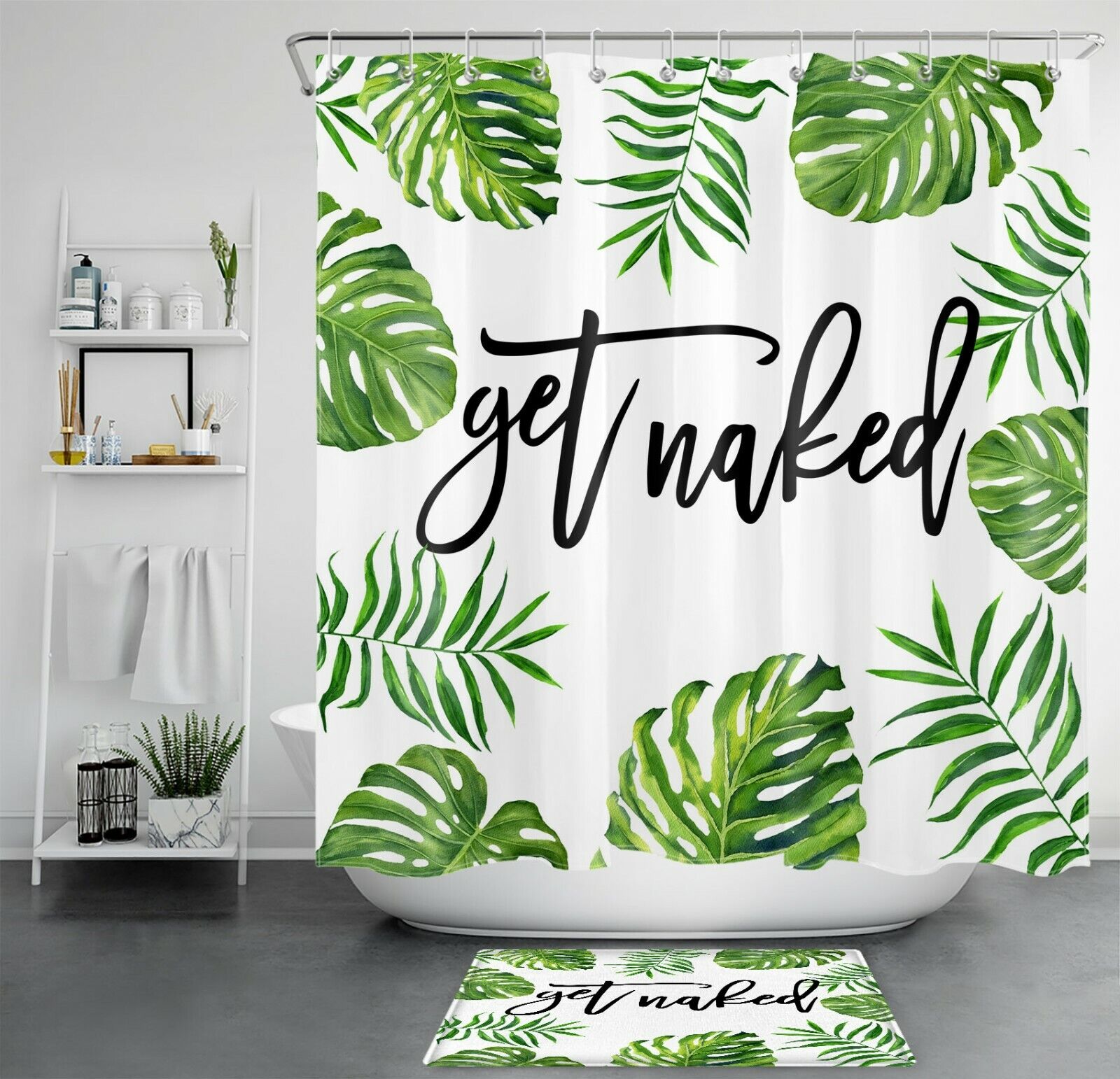 Palm Leaf Print Shower Curtain For A Fun And Tropical Bathroom