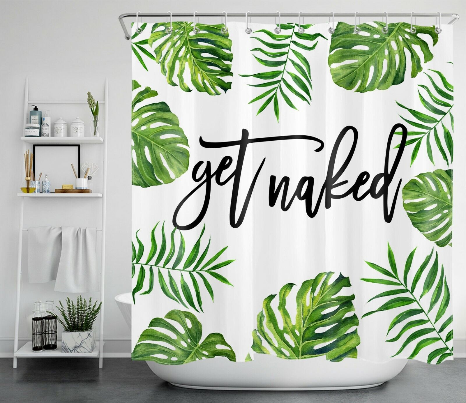 Palm Leaf Print Shower Curtain For A Fun And Tropical Bathroom
