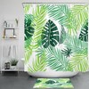 Palm Leaf Print Shower Curtain for Tropical Bathroom Decor - White Background