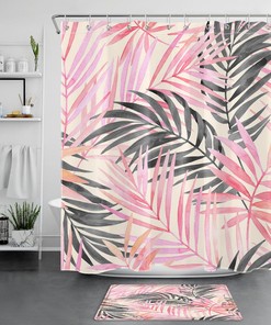 Palm Leaf Print Shower Curtain for Tropical Bathrooms