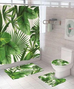 Palm Leaf Print Tropical Shower Curtain for a Relaxing Bathroom
